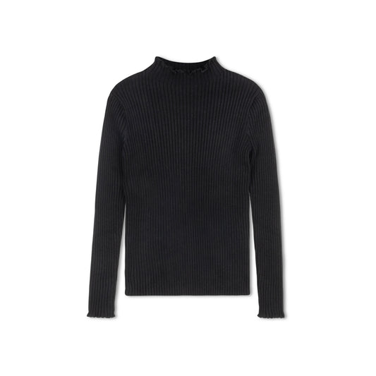BYKE BLACK RIB KNIT MOCKNECK