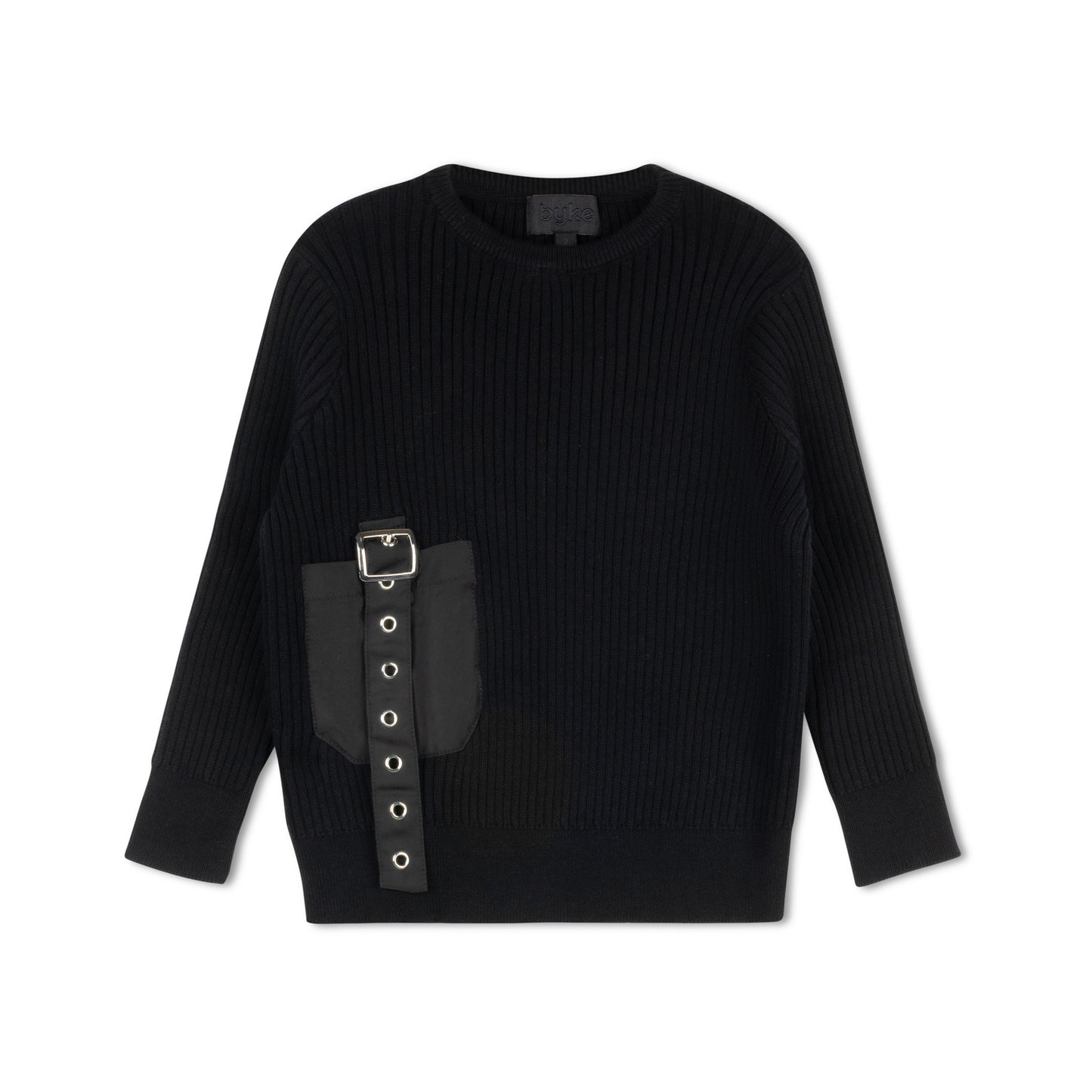 BYKE BLACK BUCKLE POCKET KNIT SWEATER