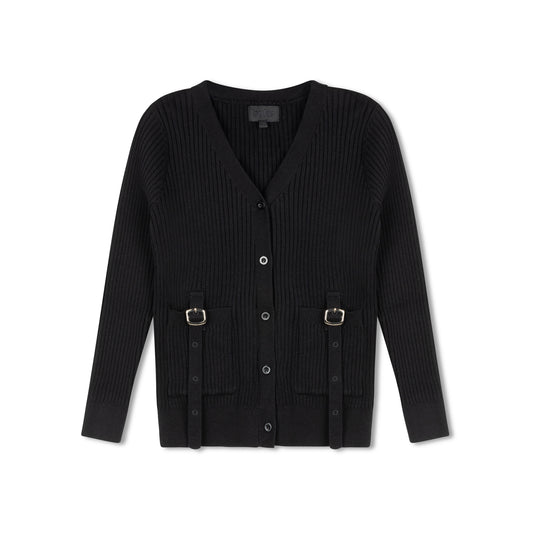 BYKE BLACK BUCKLE CARDIGAN