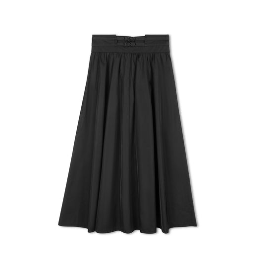 BYKE BLACK TAFFETA CIRCLE MIDI SKIRT