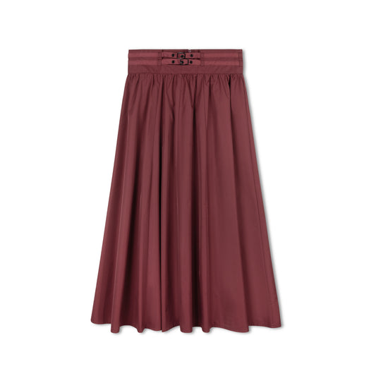 BYKE WINE TAFFETA CIRCLE MIDI SKIRT
