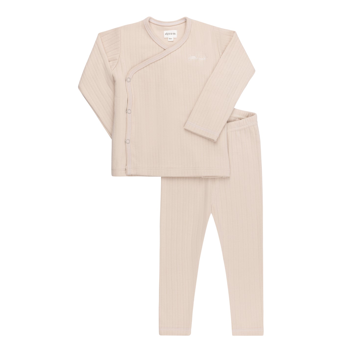 ELYS & CO TAN RIBBED WORDED PAJAMA [FINAL SALE]