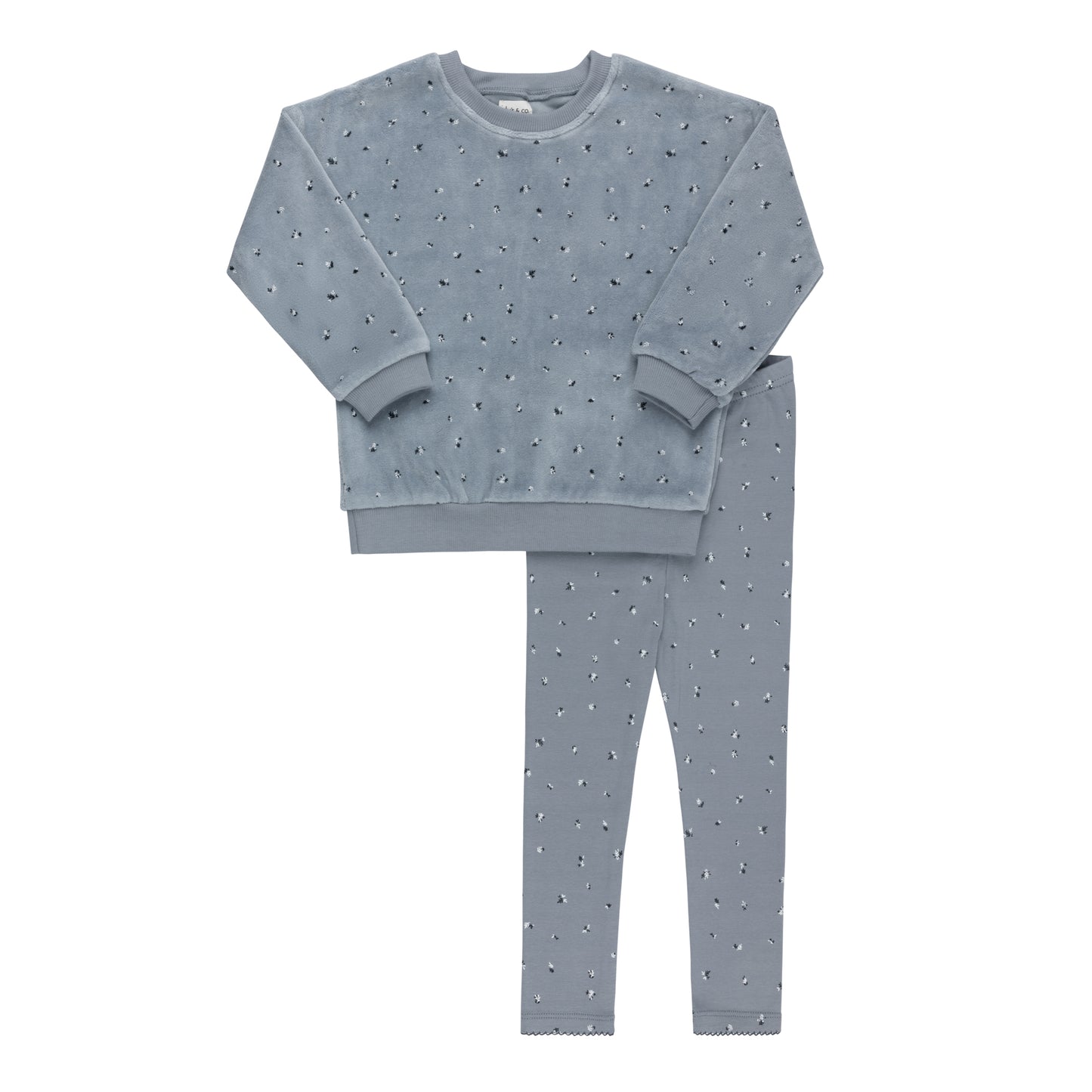 ELYS & CO BLUE VELOUR LEAF CLUSTER PAJAMA