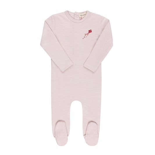 ELYS & CO PINK STRIPED KITE PATCH FOOTIE