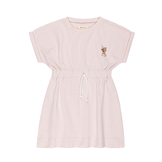 ELY'S & CO PINK STRIPED BEAR PATCH DRESS