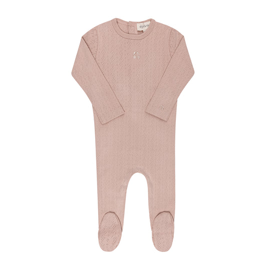 ELYS &CO PINK POINTELLE CHERRY EMBROIDERED FOOTIE