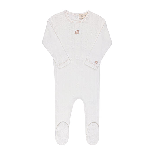 ELYS & CO IVORY/PINK POINTELLE CHERRY EMBROIDERED FOOTIE