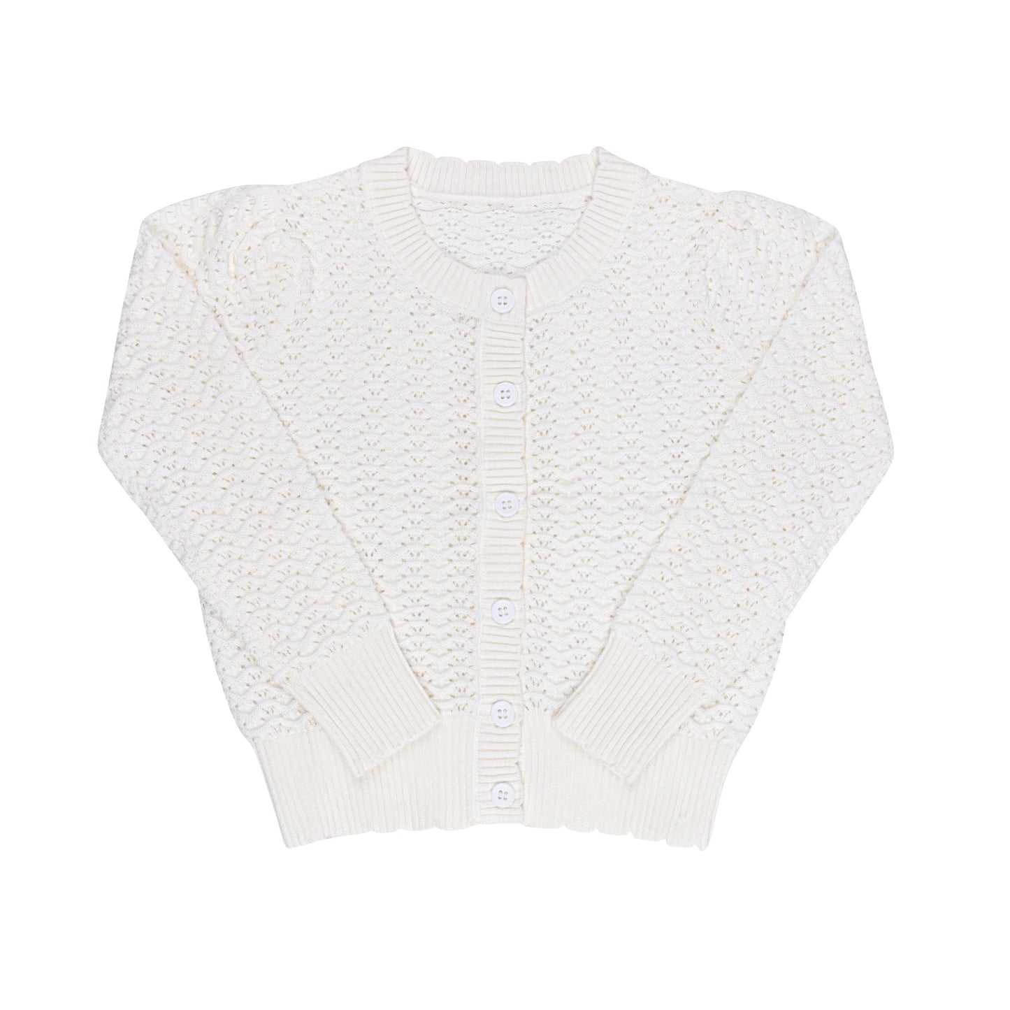 LOOMS IVORY WAVE KNIT POINTELLE CARDIGAN