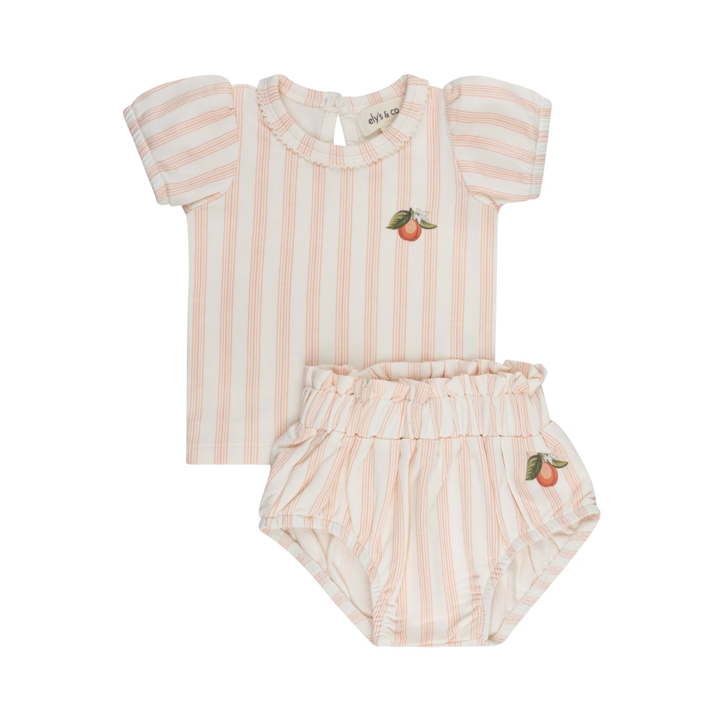 ELYS & CO PEACH FRUIT PRINT TSHIRT SET