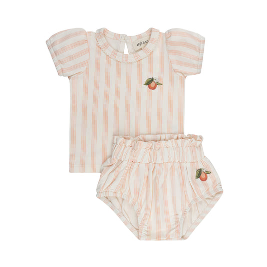 ELYS & CO PEACH FRUIT PRINT TSHIRT SET