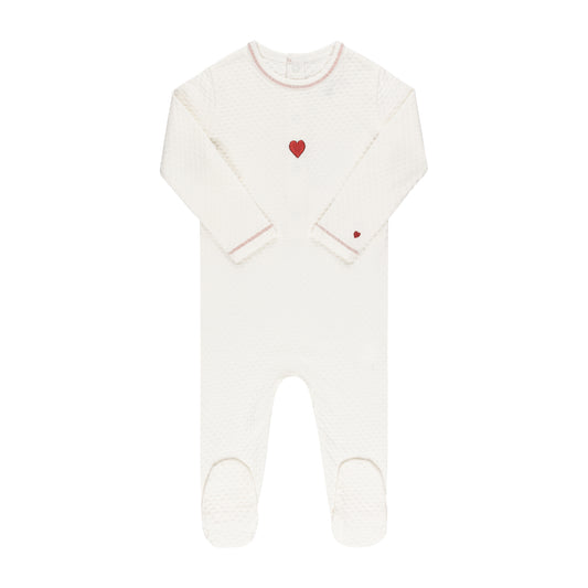 ELY'S & CO. IVORY EMBROIDERED HEART FOOTIE