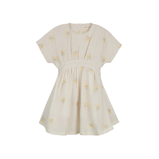 LOOMS IVORY FLORAL EMBROIDERED DRESS