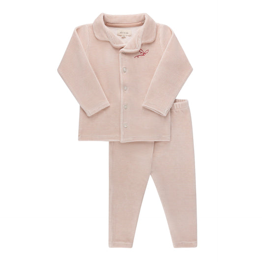 ELY'S & CO LIGHT PINK VELOUR STRIPE PAJAMA