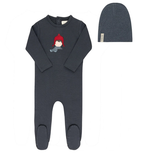 ELY'S & CO NAVY FRENCH BOY FOOTIE + BEANIE