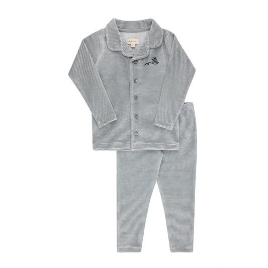 ELY'S & CO LIGHT BLUE VELOUR STRIPE PAJAMA