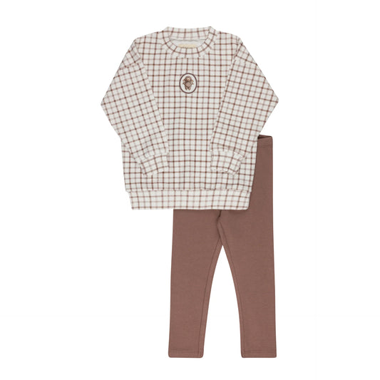 ELY'S & CO MAUVE PLAID SHEEP PAJAMA SET
