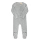 ELY'S & CO BLUE VELOUR EMBROIDERED FLORAL FOOTIE