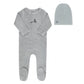 ELY'S & CO LIGHT BLUE VELOUR STRIPE FOOTIE + BEANIE