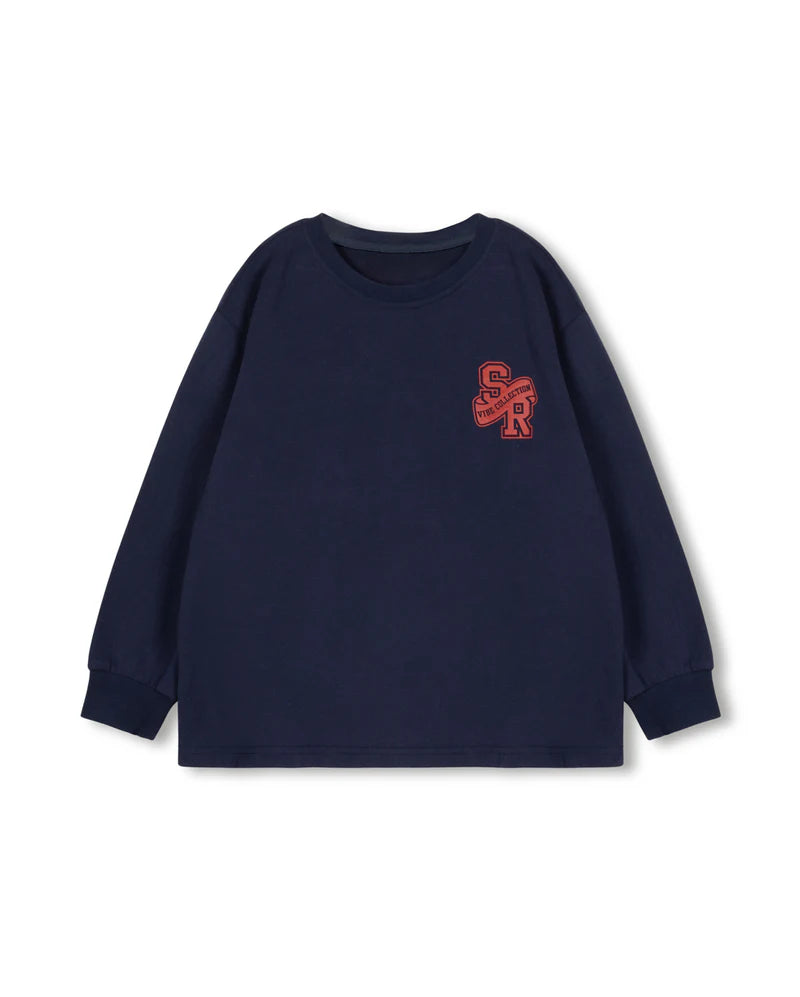 VIBE NAVY BOXY CREW NECK T-SHIRT