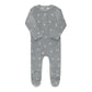 ELY'S & CO BLUE VELOUR LEAF PATTERN FOOTIE