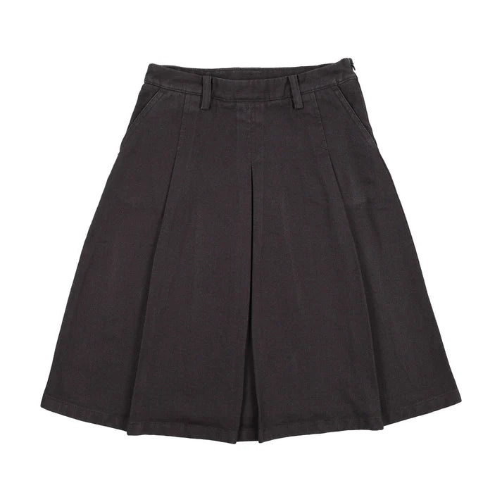 FARREN + ME BLACK DENIM WASHED PLEATED SKIRT