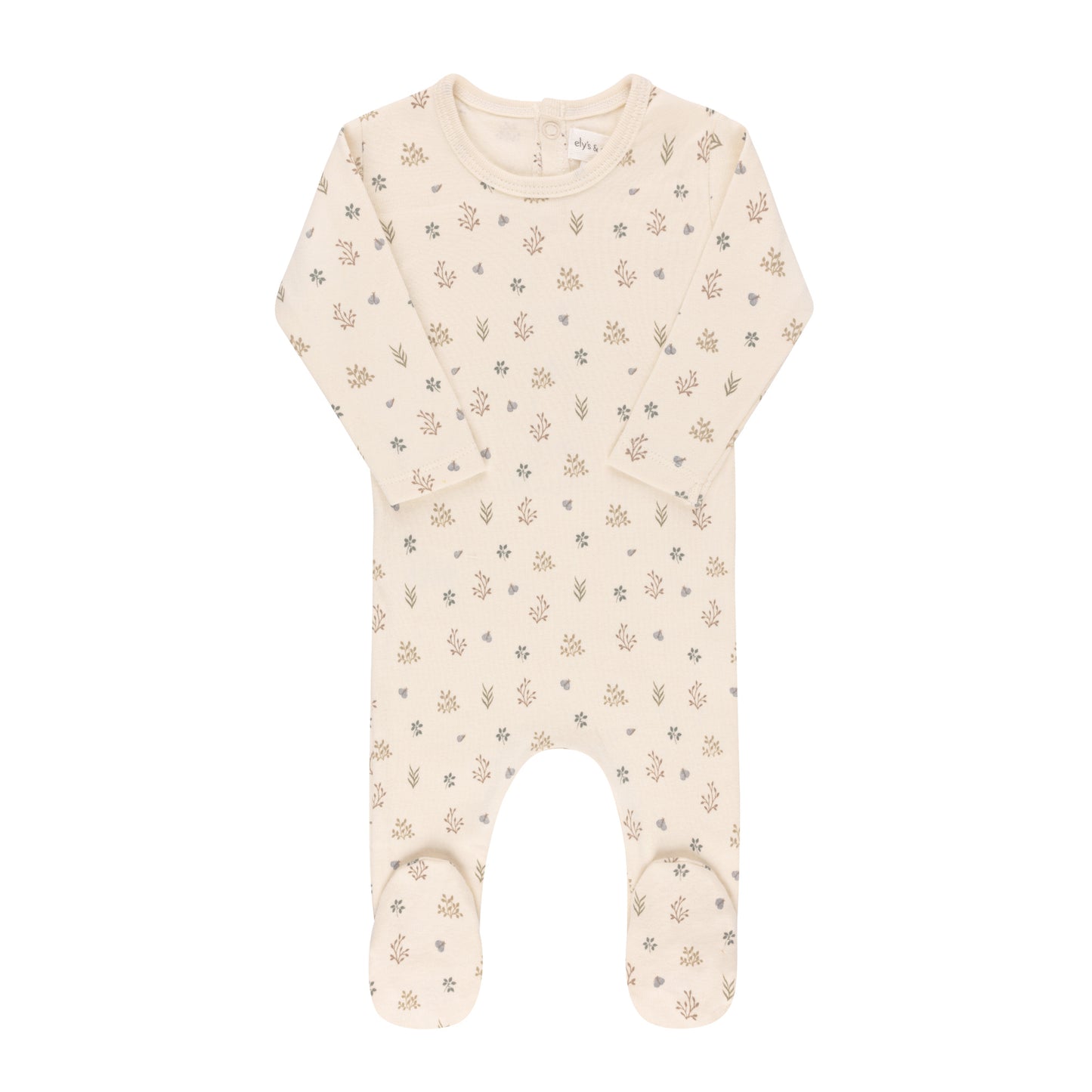 ELY'S & CO IVORY/BLUE GARDEN PRINT FOOTIE