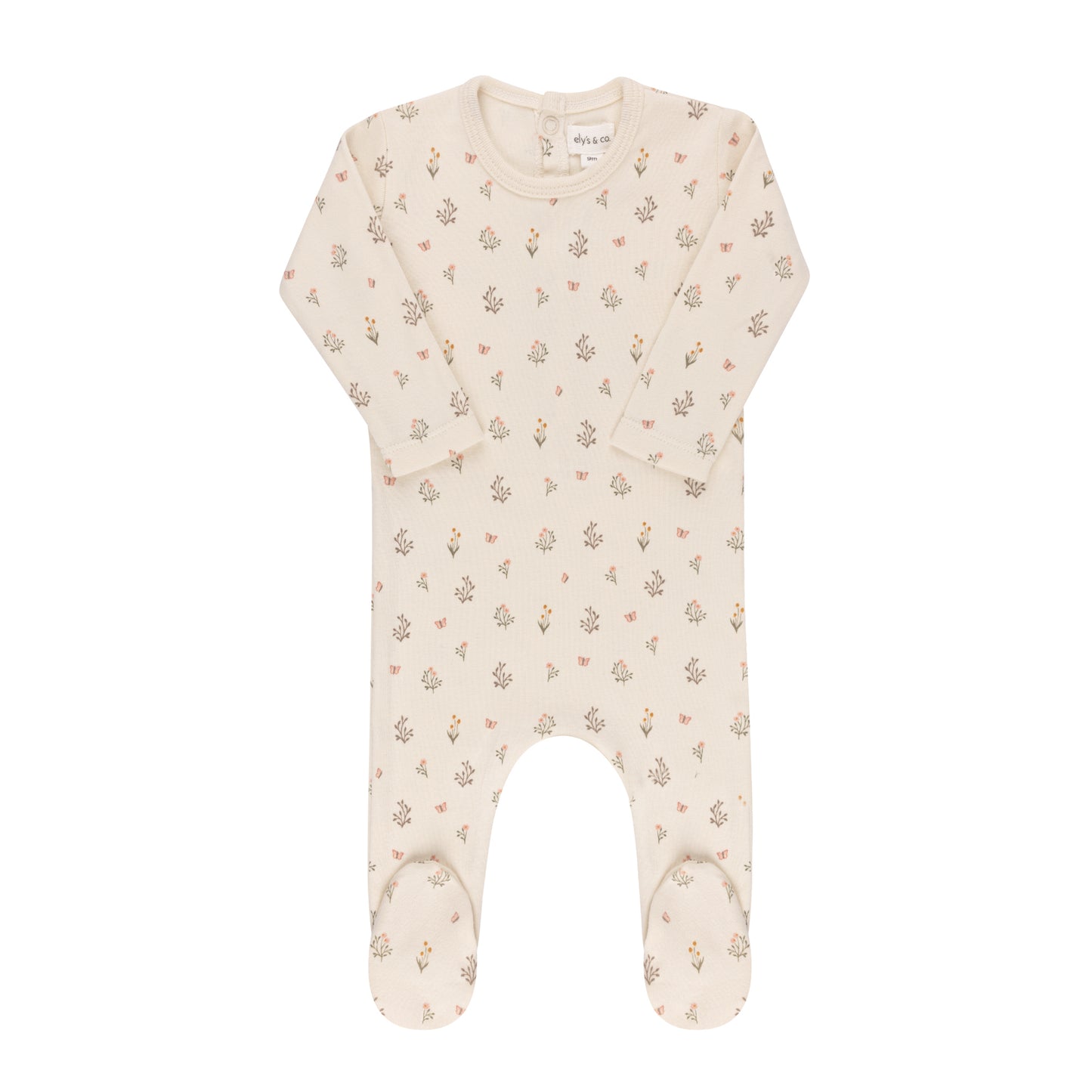 ELY'S & CO IVORY/PINK GARDEN PRINT FOOTIE