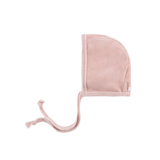 ELY'S & CO LIGHT PINK VELOUR EMBROIDERED BONNET