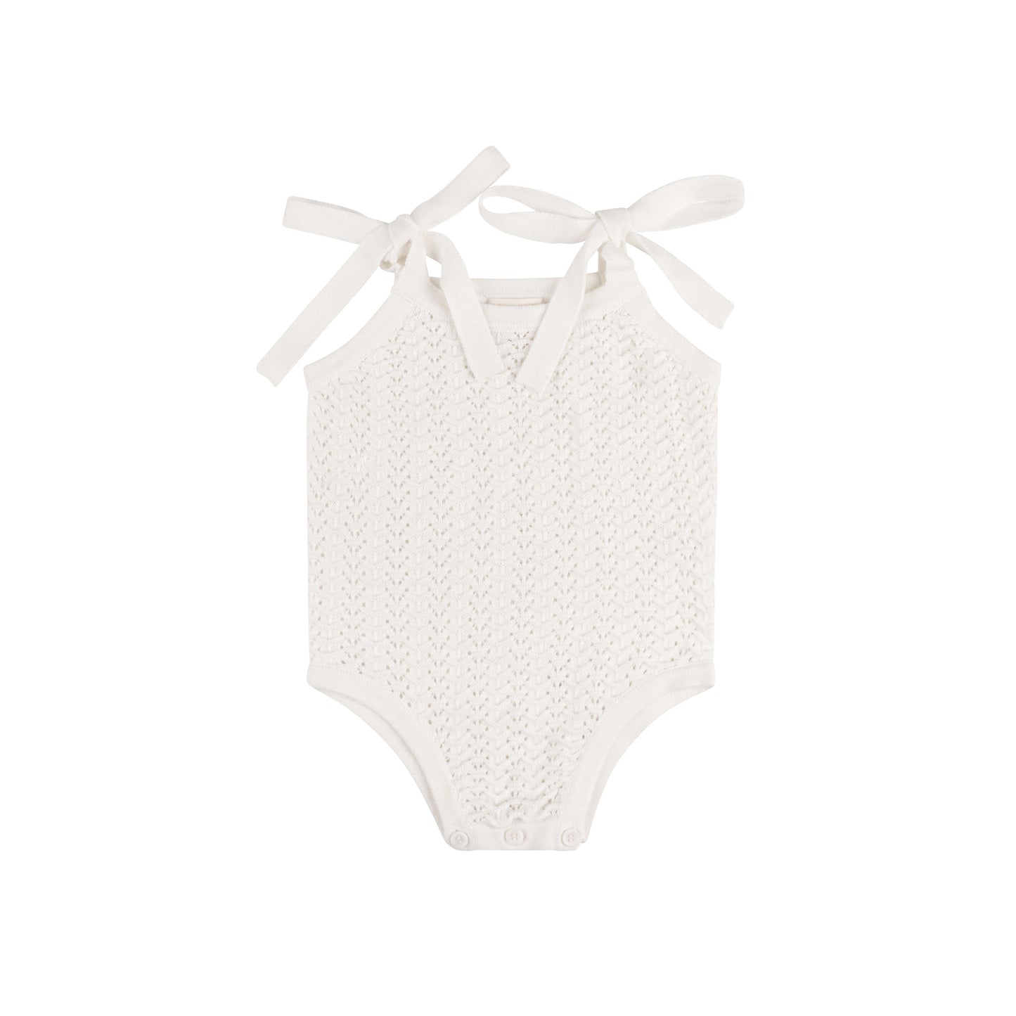 LOOMS IVORY WAVE KNIT POINTELLE ROMPER