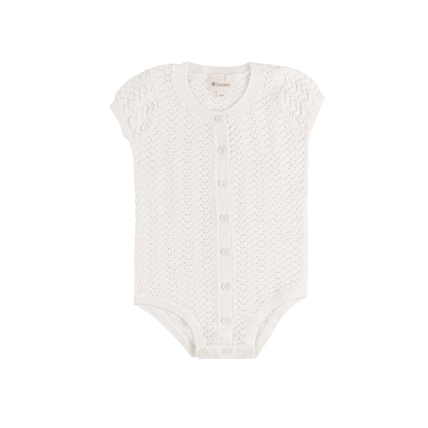 LOOMS IVORY WAVE KNIT POINTELLE SS ROMPER