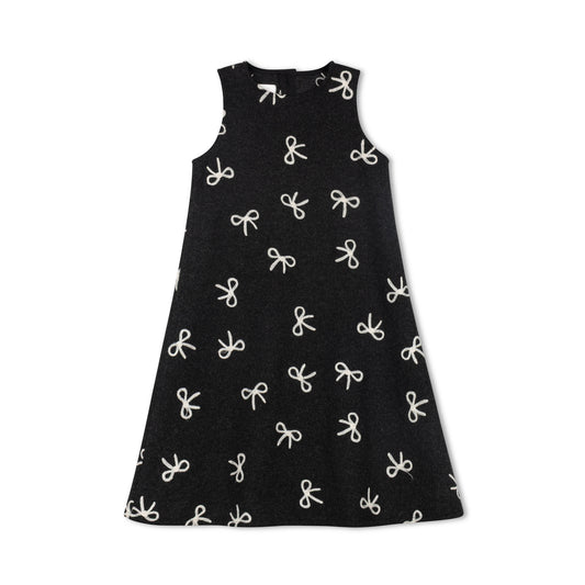VELVETTE LABEL BLACK/WHITE BOW EMBROIDERED WOOL JUMPER