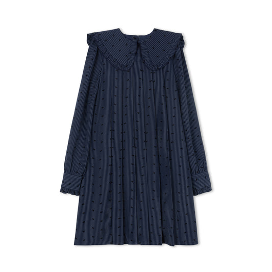 VELVETTE LABEL BLUE PINSTRIPE BOW DRESS