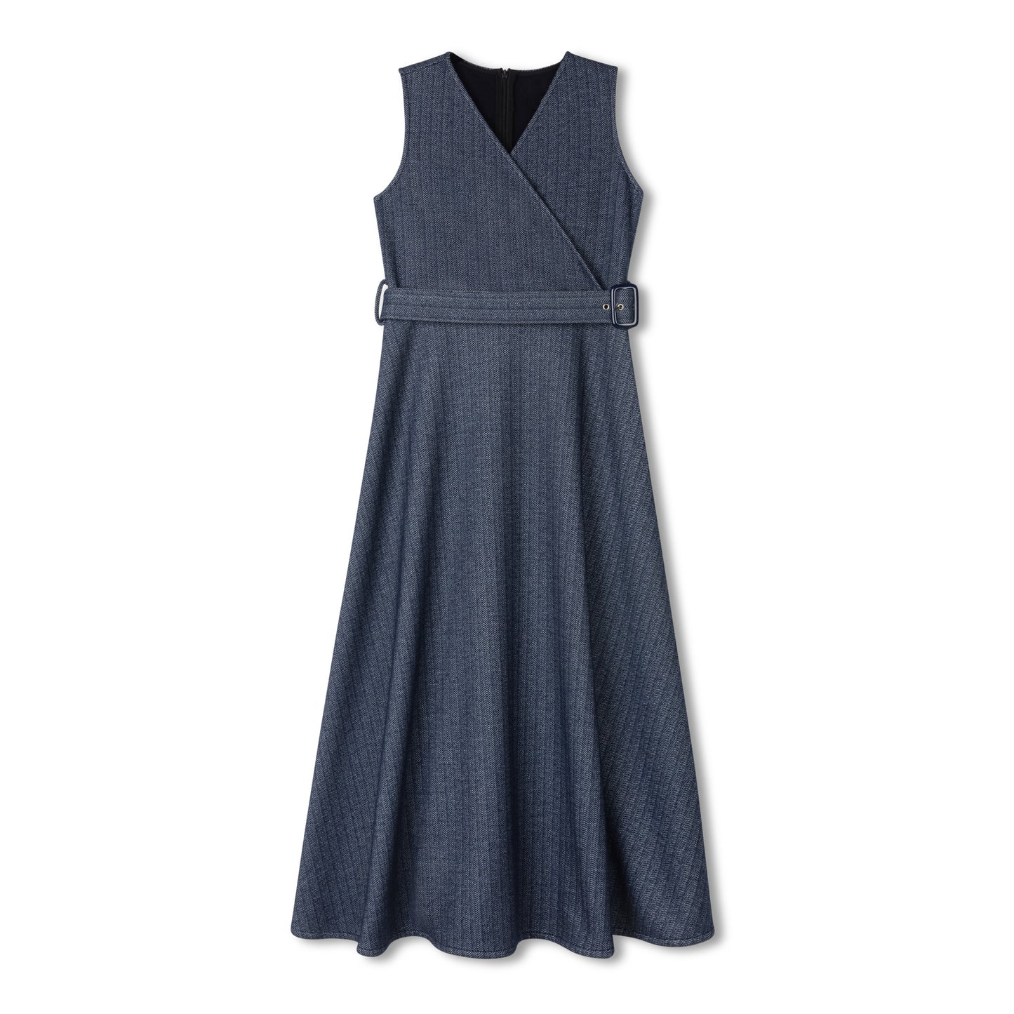 DAINTTI COLLECTION BLUE HERRINGBONE WRAP JUMPER