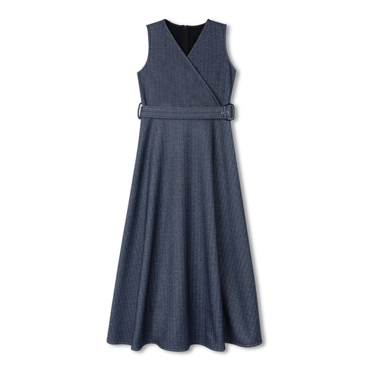 DAINTTI COLLECTION BLUE HERRINGBONE WRAP JUMPER