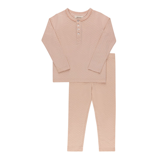 ELY'S & CO PINK POINTELLE HEART PAJAMA SET