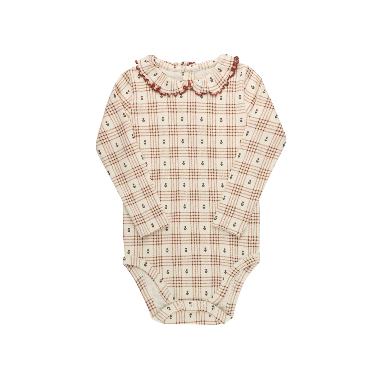 ELY'S & CO IVORY/RUST FLORAL PLAID OVERALL SET