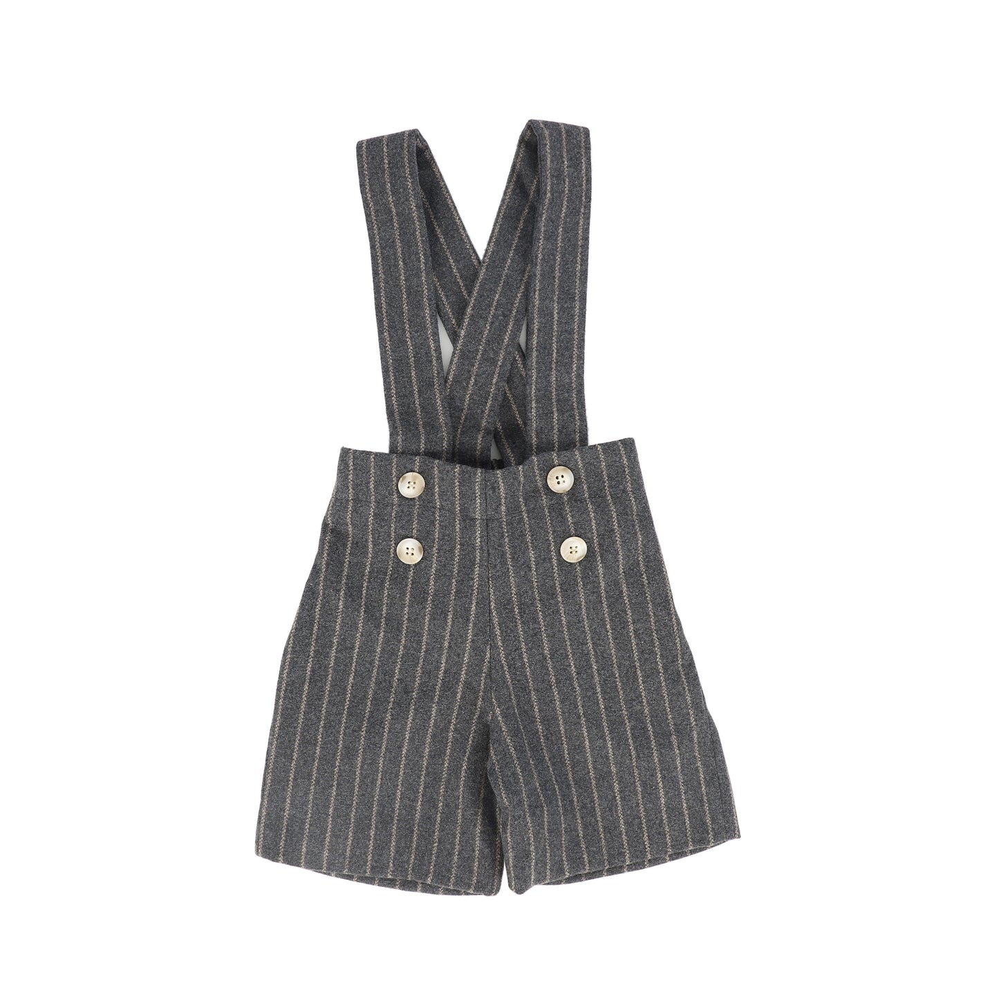 PERNILLE CHARCOAL WOOL PIN STRIPE  SUSPENDER SHORTS