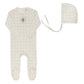 ELY'S & CO BEIGE PLAID SHEEP FOOTIE + BONNET