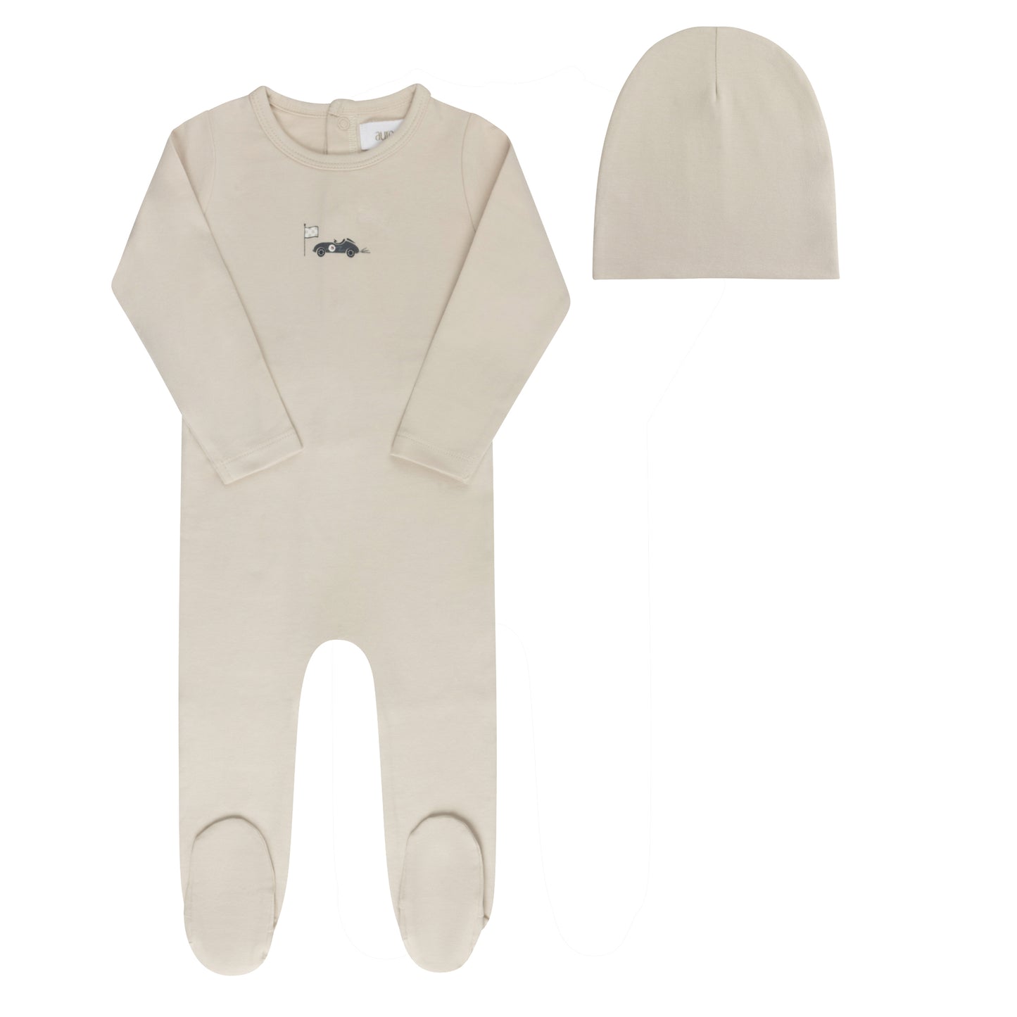 AURORA TAN RACE CAR FOOTIE + BEANIE