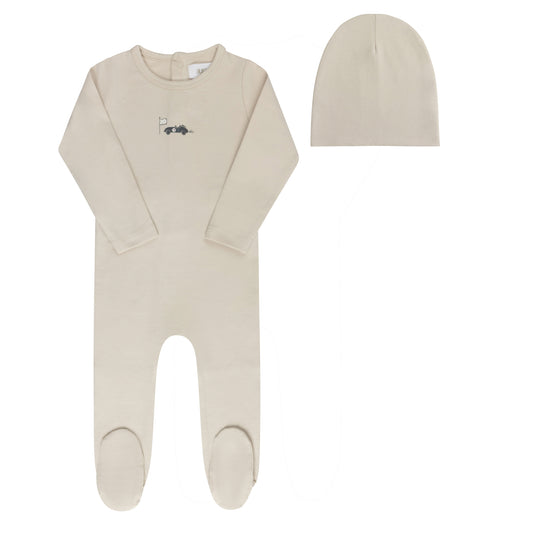 AURORA TAN RACE CAR FOOTIE + BEANIE