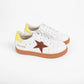 CAMILLE WHITE/BROWN STITCH STAR SNEAKERS