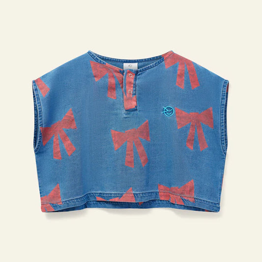 WYNKEN DENIM/RED BOW PRINT TOP