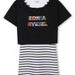 SONIA RYKIEL BLACK/WHITE STRIPED LOGO DRESS