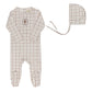 ELY'S & CO MAUVE PLAID SHEEP FOOTIE + BONNET