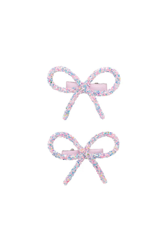 PROJECT 6 PINK/BLUE GLITTER BOW CLIP [Final Sale]