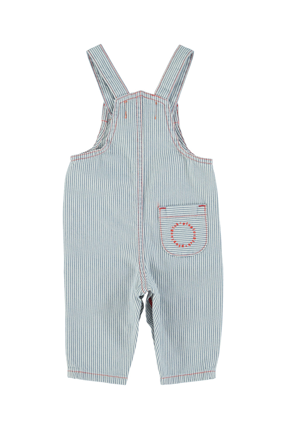 PIUPIUCHICK BLUE STRIPED STITCHED OVERALLS