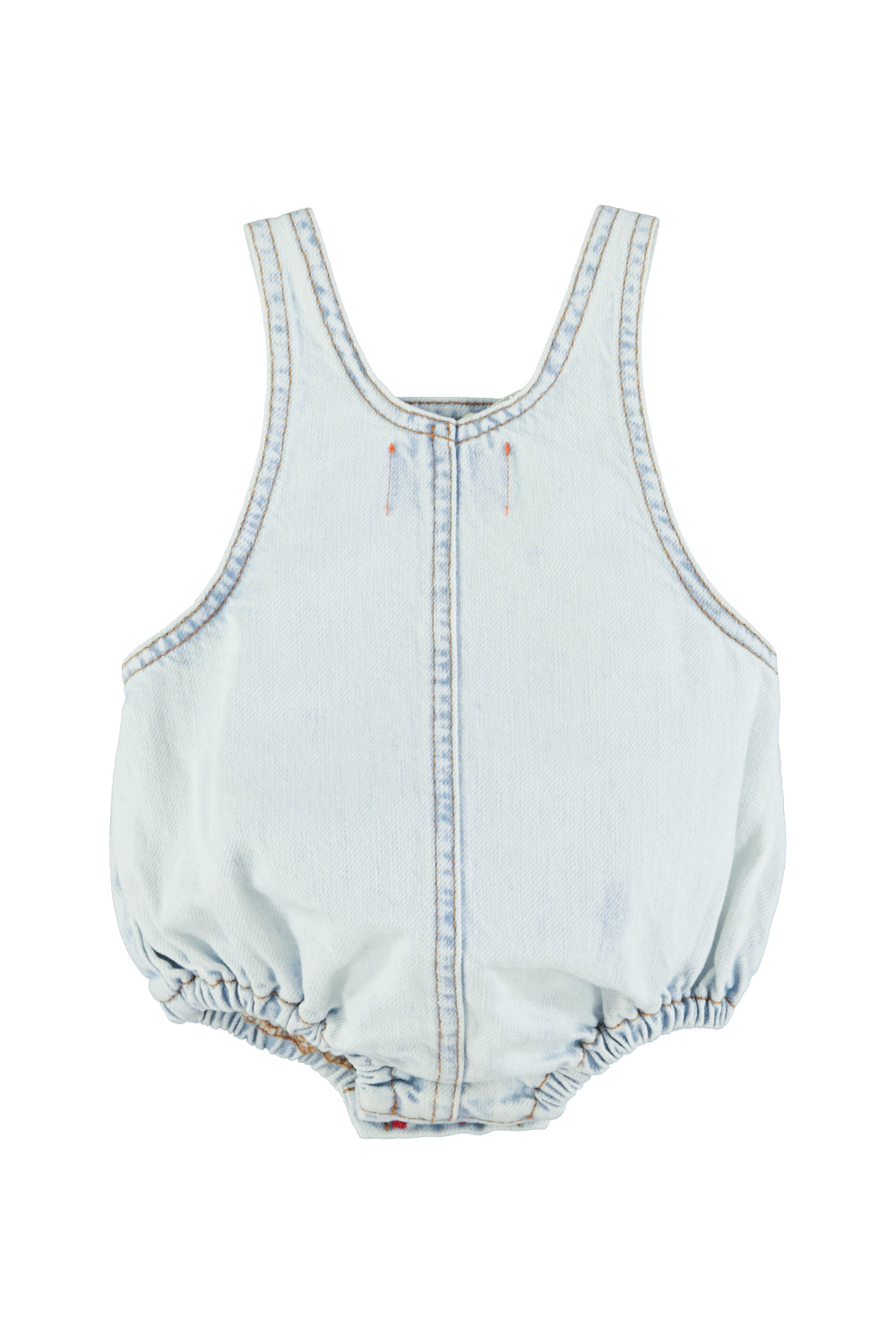 PIUPIUCHICK LIGHT BLUE DENIM STITCHED ROMPER [FINAL SALE]