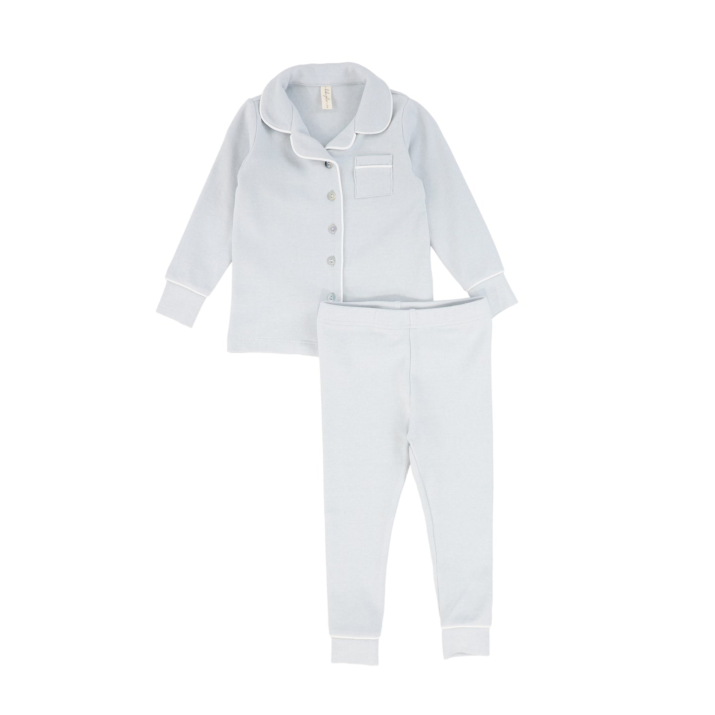 BEBE JOLEE BLUE SOLID RIBBED PAJAMAS