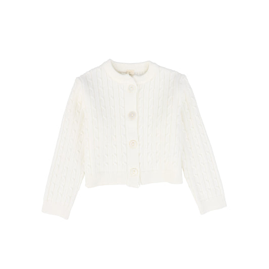 BEBE JOLEE IVORY MARLED KNIT CARDIGAN