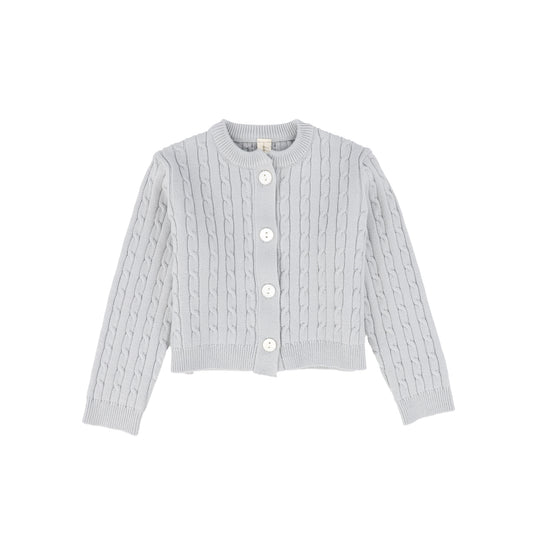 BEBE JOLEE LIGHT BLUE MARLED KNIT CARDIGAN